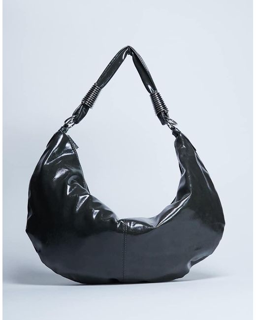 TOPSHOP Black Sloane Hardware Scoop Shoulder Bag