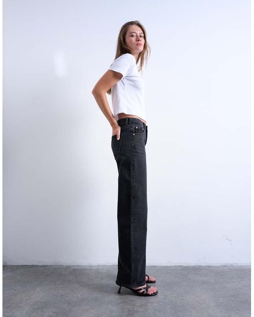 TOPSHOP Blue Ember Low Rise Relaxed Straight Leg Jean