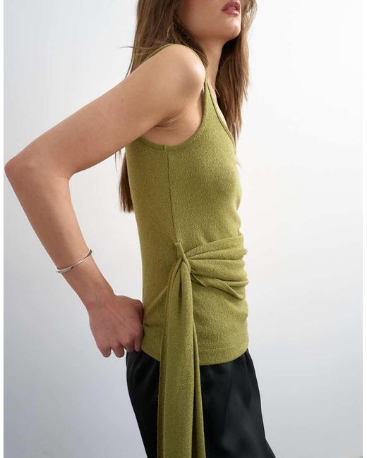 TOPSHOP Black Tie Drape Waist Detail Vest