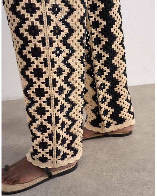 TOPSHOP White Knitted Patterned Crochet Co-Ord Trouser