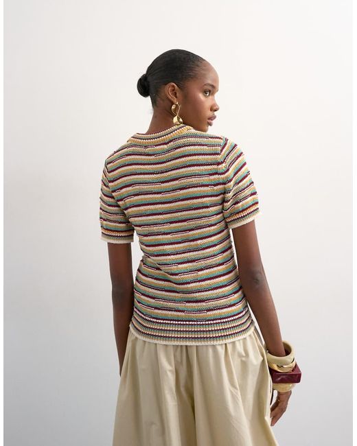 TOPSHOP Natural Knitted Stripe Top
