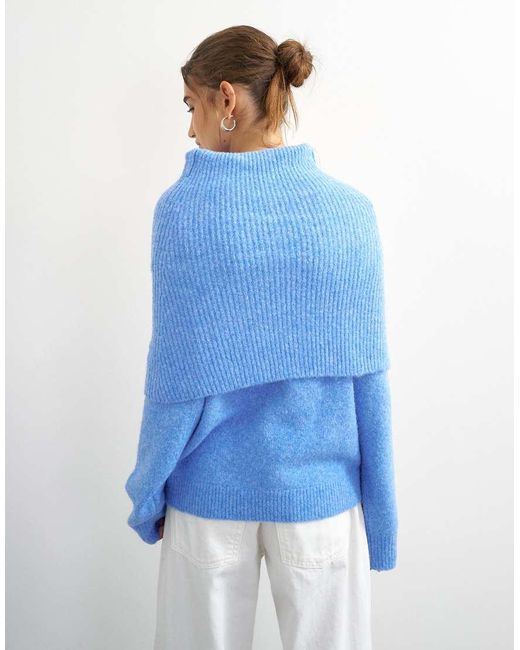 TOPSHOP White Knit Deep Fold Bardot Sweater