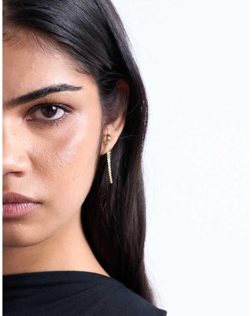 TOPSHOP Black Petra Plated Stud Earring With Chain