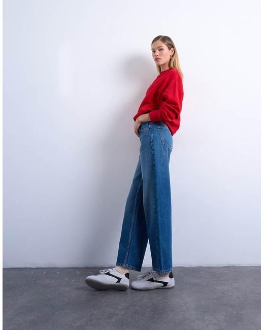 TOPSHOP Red Cinch Low Rise Relaxed Jeans