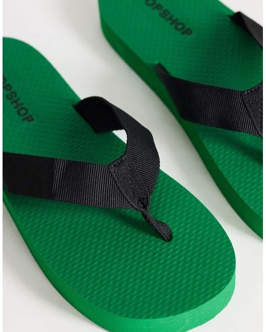 TOPSHOP Green Molly Toe Thong Sandal