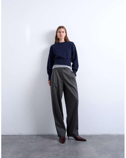 TOPSHOP Blue Tailored Pleated Ovoid Trouser
