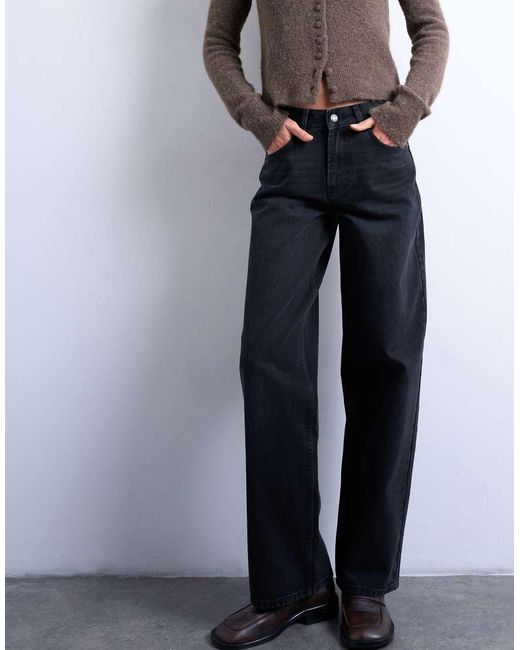 TOPSHOP Blue Cinch Low Rise Relaxed Jean