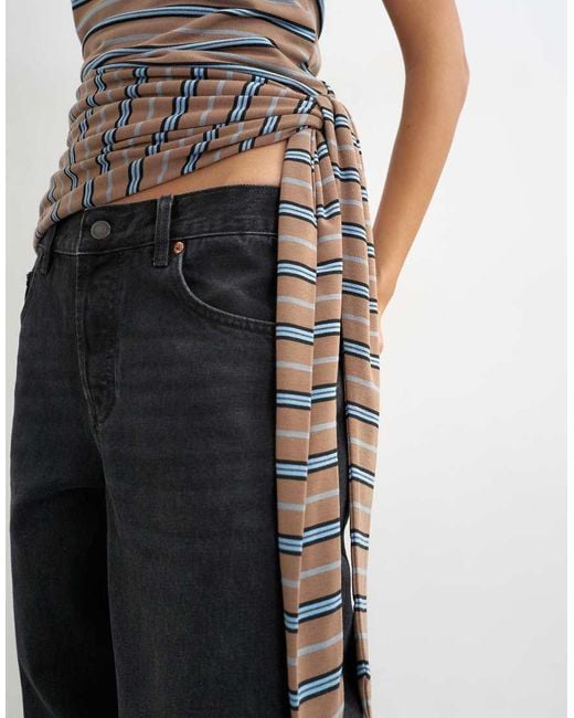 TOPSHOP White Stripe Tie Detail Bandeau Top