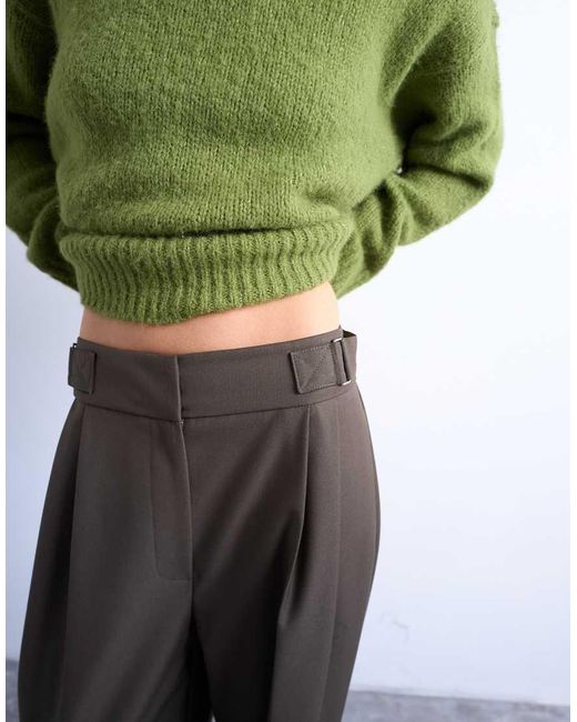 TOPSHOP Green Tab Detail Slouchy Wide Leg Trouser