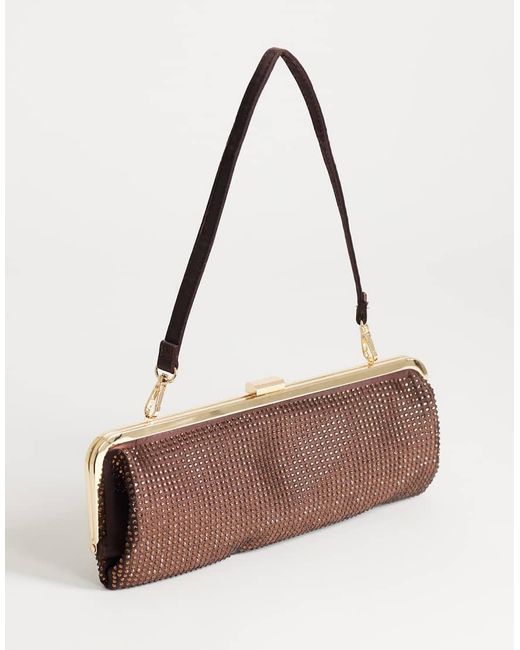 TOPSHOP White Poppy Small Rectangle Clasp Shoulder Bag