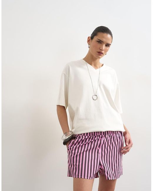 TOPSHOP Brown And Purple Stripe Boxer Short