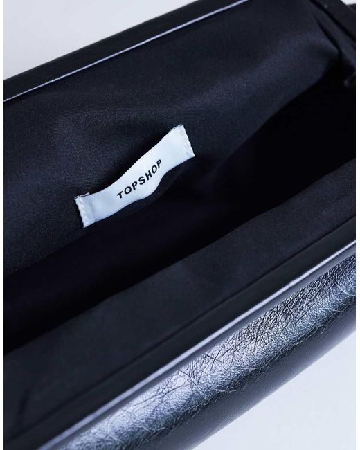 TOPSHOP Blue Anna Medium Angular Clutch Bag