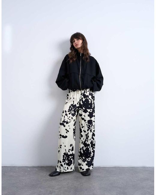 TOPSHOP White Satin Wide Leg With Tie Waist Trouser