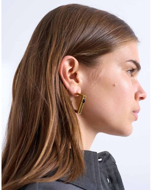 TOPSHOP Brown Perry Waterproof Stainless Steel Square Hoop Earring