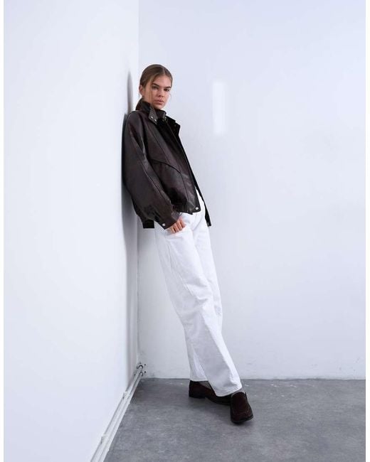 TOPSHOP Black Double Fronted Seam Detail Bomber