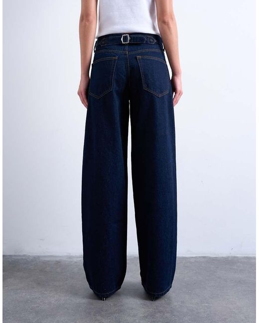 TOPSHOP Blue Cinch Low Rise Relaxed Jean