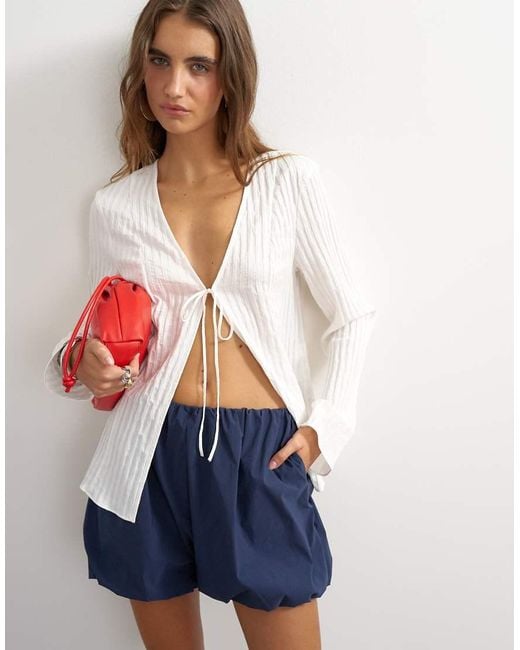 TOPSHOP Blue Techy Bubble Hem Shorts