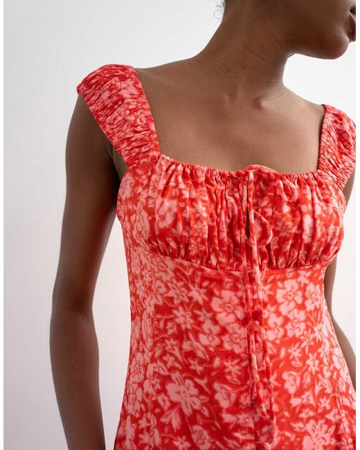 TOPSHOP Pink Button Front Cap Sleeve Maxi Sundress