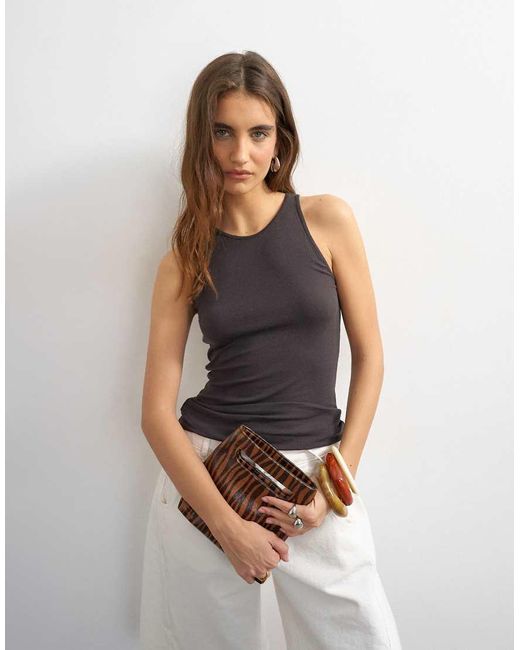 TOPSHOP Multicolor Premium Rib Racer Singlet