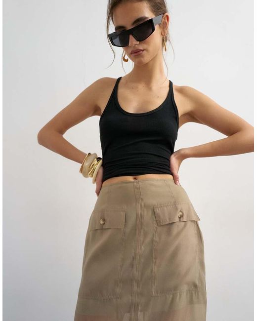 TOPSHOP Multicolor Organza Column Maxi Skirt With Pockets