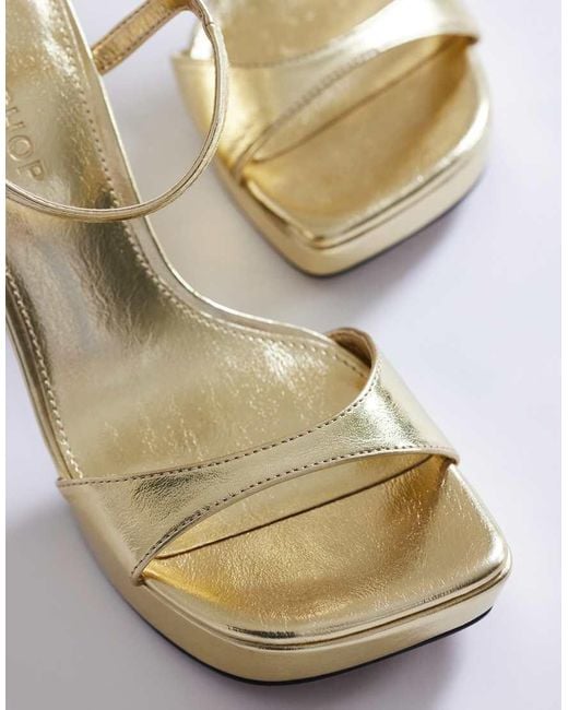 TOPSHOP Metallic Faye Platform Two Part High Heel Sandals