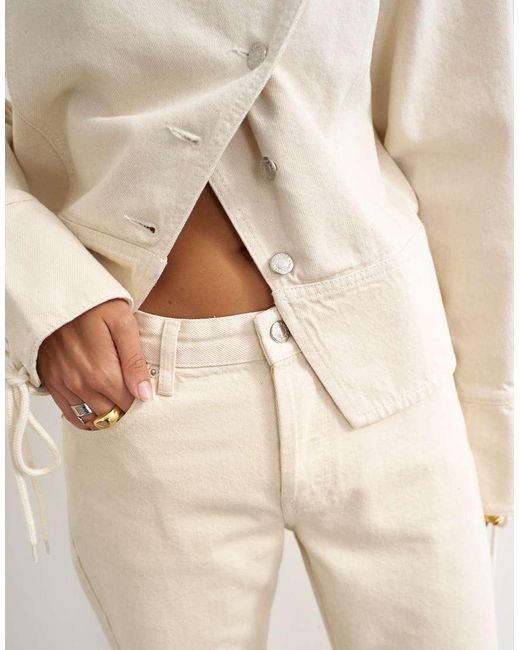 TOPSHOP Natural Ember Low Rise Relaxed Straight Leg Jean With Lace Up Detail