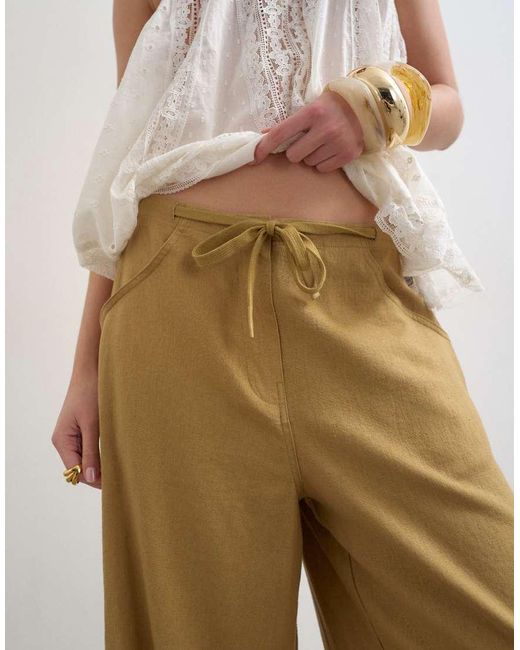 TOPSHOP Natural Linen Cargo Trouser