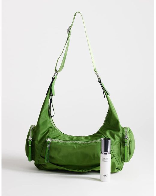 TOPSHOP Green Cheryl Medium Nylon Crossbody Bag