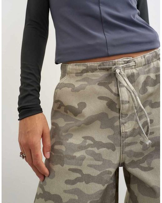 TOPSHOP Natural Denim baggy Camo Jorts