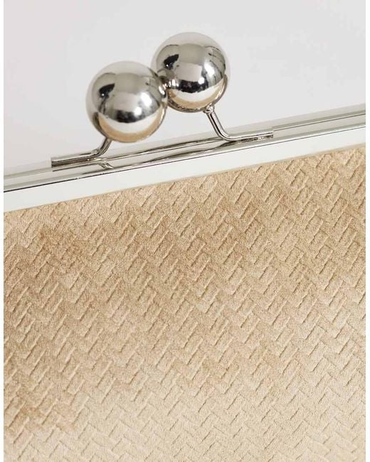 TOPSHOP Natural Annie Medium Suedette Weave Clutch