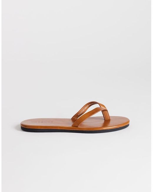 TOPSHOP Brown Sky Real Leather Toe Thong Sandal