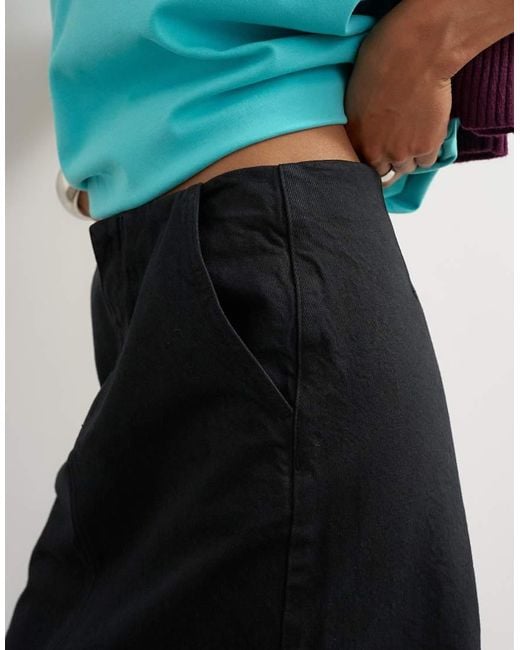 TOPSHOP Black Denim 90s Low Rise Pencil Skirt