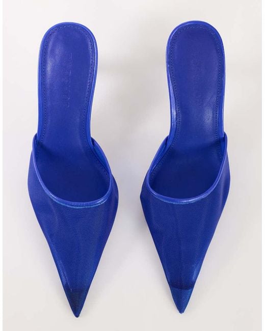 TOPSHOP Blue Alessio Angular Heel Pointed Court Shoe