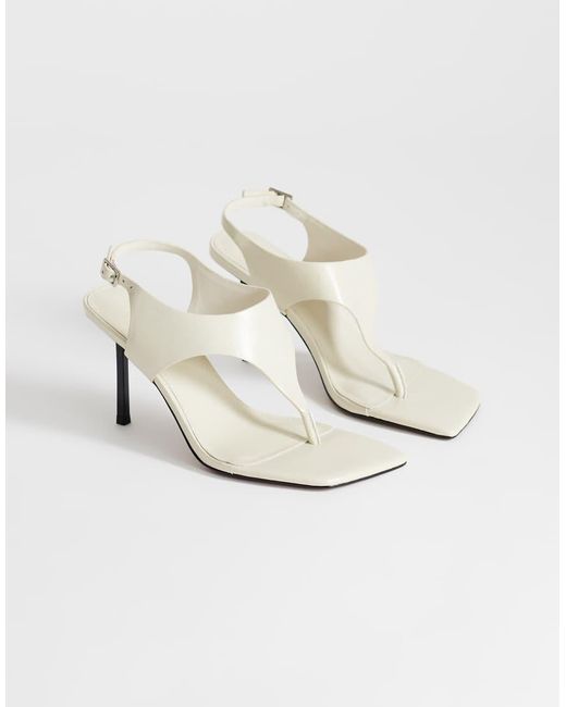 TOPSHOP White Sandy Toe Thong High Heeled Sandal
