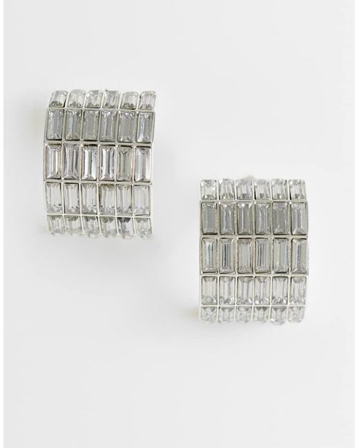TOPSHOP Metallic Celeste Diamante Hoop Earrings