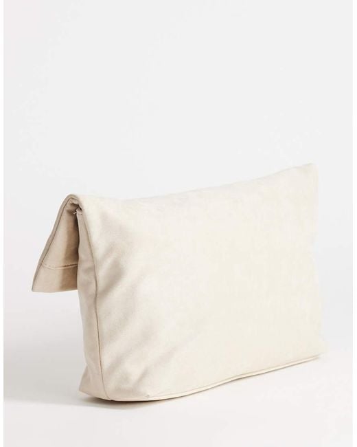 TOPSHOP Natural Gaia Oversized Suedette Clutch Bag With Hardware
