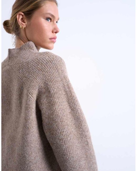 TOPSHOP White Knitted Oversized High Neck Jumper