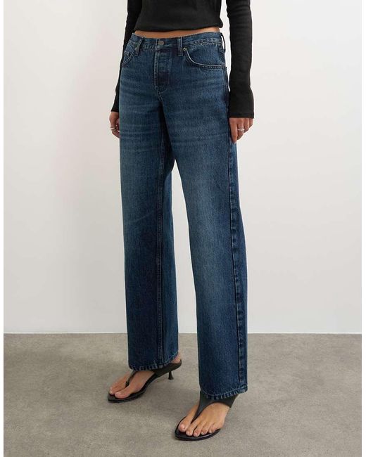 TOPSHOP Blue Ember Low Rise Relaxed Straight Leg Jeans