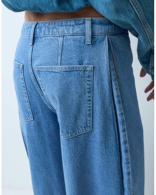 TOPSHOP Blue Side Pleat Cocoon Jean