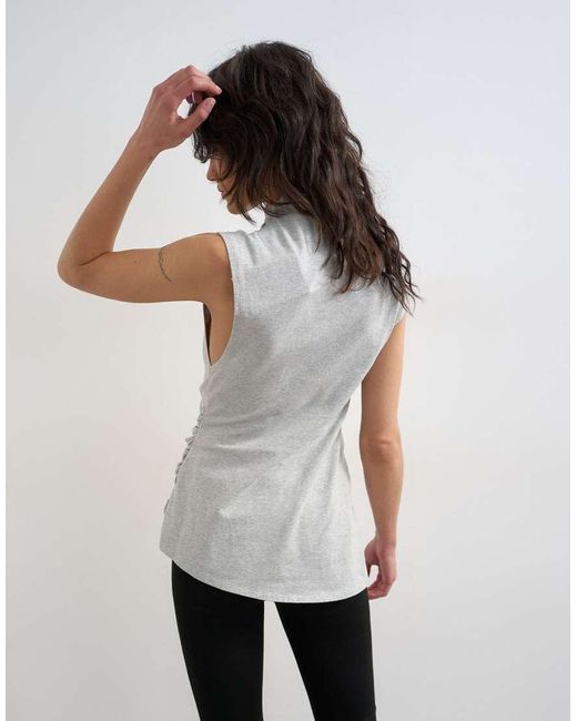 TOPSHOP Gray Drape Front Marl Tunic Top