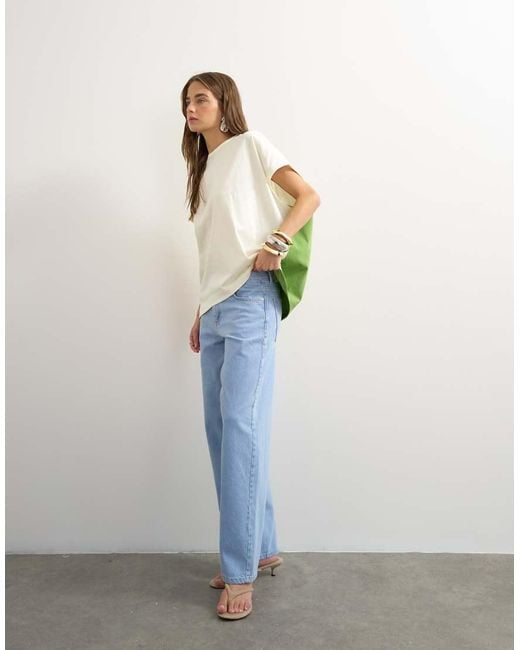TOPSHOP Green Colour Block Oversized Tank