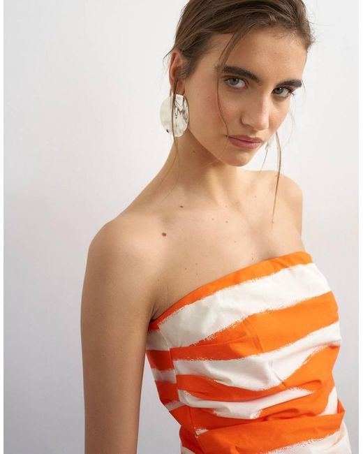 TOPSHOP White Gathered Bust Bandeau With Peplum Hem
