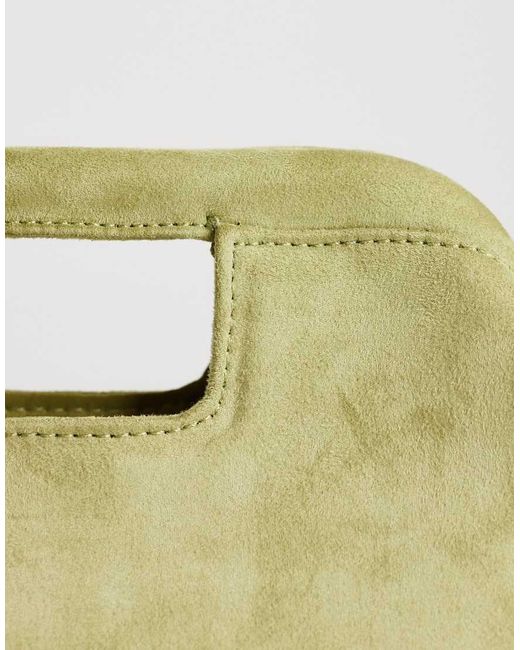 TOPSHOP Green Gordan Medium Suedette Clutch With Handle