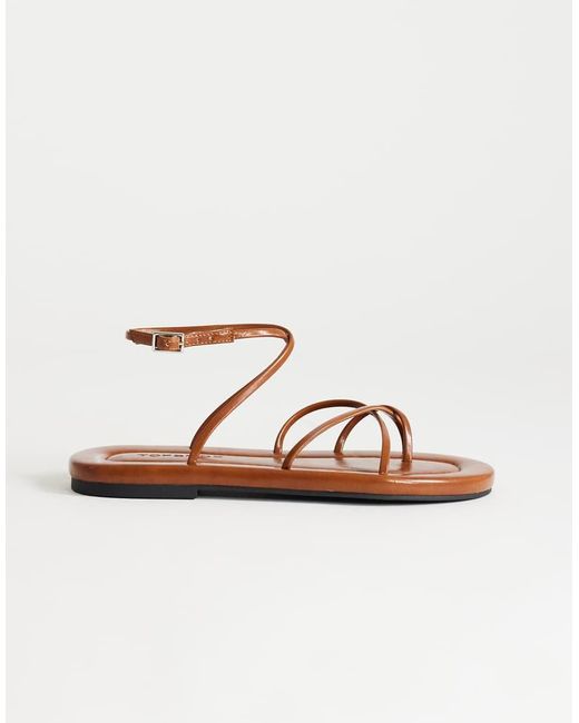 TOPSHOP Natural Emma Strappy Flat Sandal