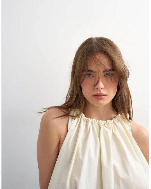 TOPSHOP Blue Trapeze Tie Back Top