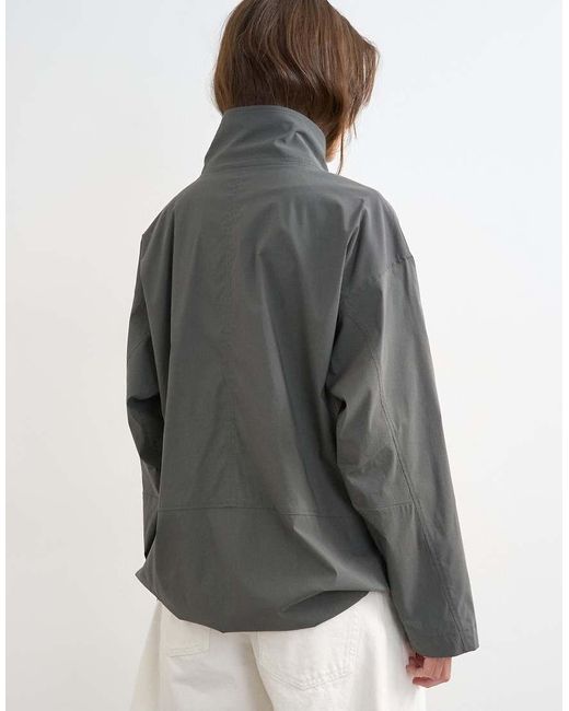 TOPSHOP Gray Techy Funnel Neck Jersey Track Top
