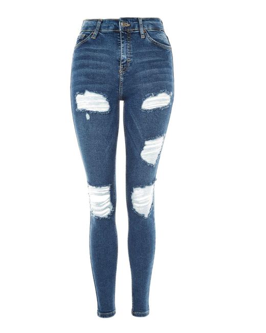 Lyst - Topshop Super Ripped Jamie Jeans in Blue