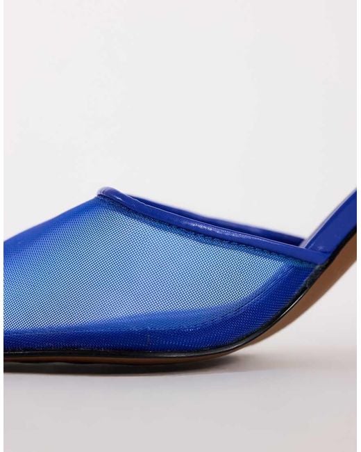 TOPSHOP Blue Alessio Angular Heel Pointed Court Shoe