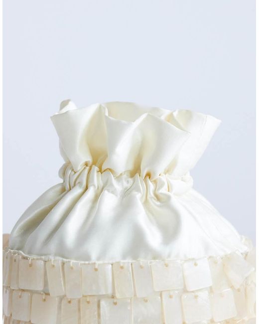 TOPSHOP White Georgie Small Embellished Grab Bucket Bag