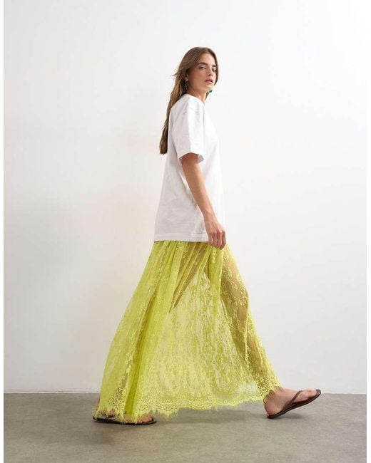 TOPSHOP White Sheer Lace Maxi Skirt